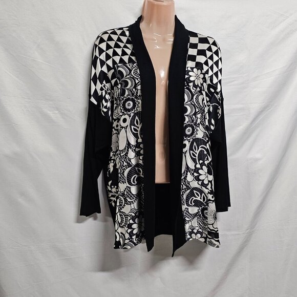 Harari Open Front Jacket Women Size M Black/White - Picture 3 of 13